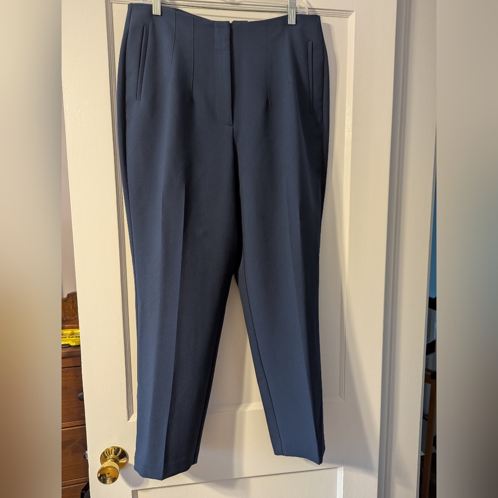 NWT Nine West Tapered High Rise Dress Pants In Light Navy Blue, Size 14.